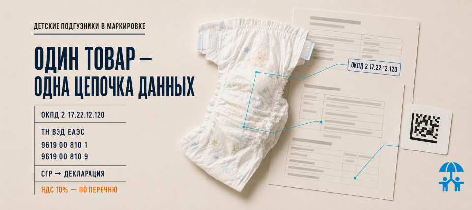 Детские подгузники в маркировке: один товар — четыре вопроса регулирования