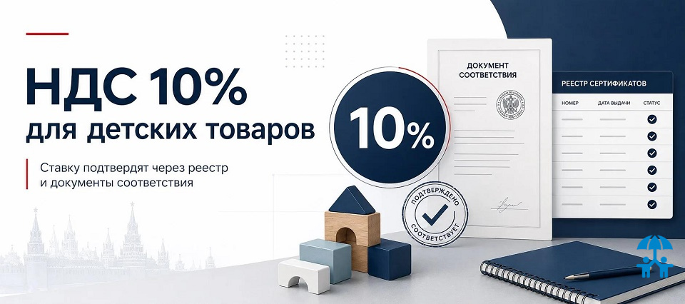 НДС 10% для детских товаров: право на ставку подтвердят через реестр и документы соответствия