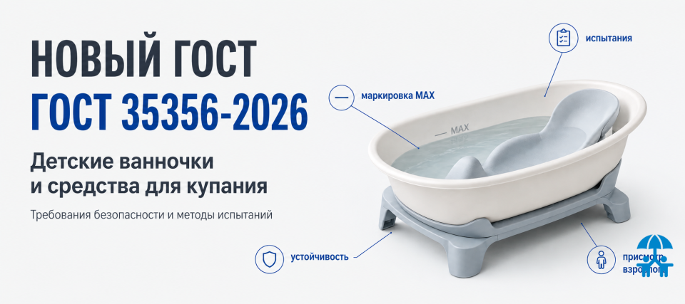 ГОСТ 35356-2026 на детские ванночки и средства для купания вводится с 1 января 2027 года